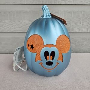 Disney Light-Up Blue Mickey Mouse Pumpkin Jack O Lantern Mold Plastic Halloween